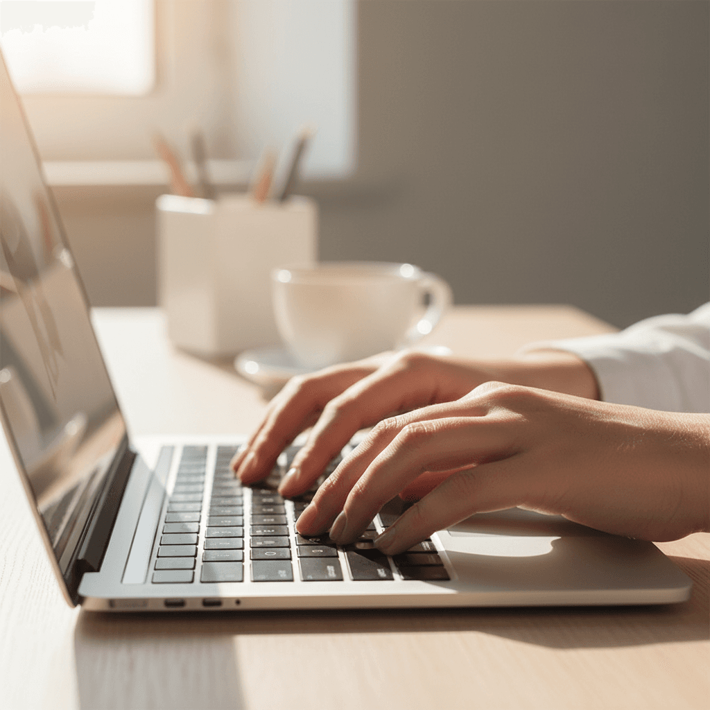 Web development work on a laptop in a home office